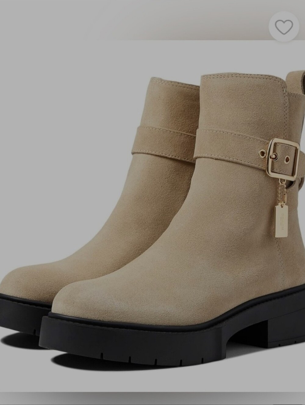 Coach Lacey Suede Booties, Oat New W/Box Sz.11b 2" Heel Goldtone Hangtags $289rt